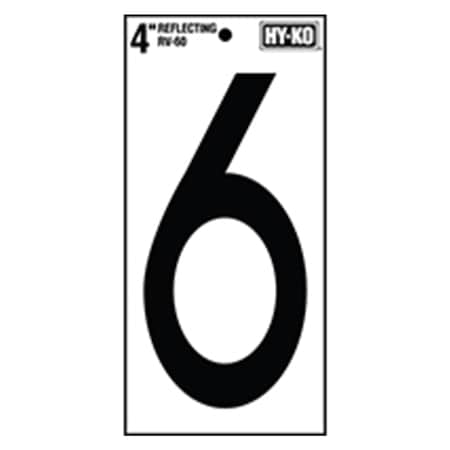 Hy-Ko 4In Reflective Number 6, 10PK B00572